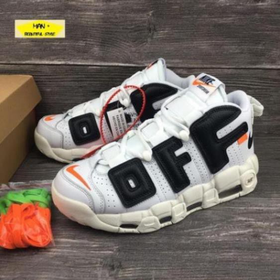 Sales (Full box) Giày thể thao AIR MORE UPTEMPO OFF WHITE trắng chữ đen ✔️ 2020 💎 [ Real ] . * hot " ` $ )) !