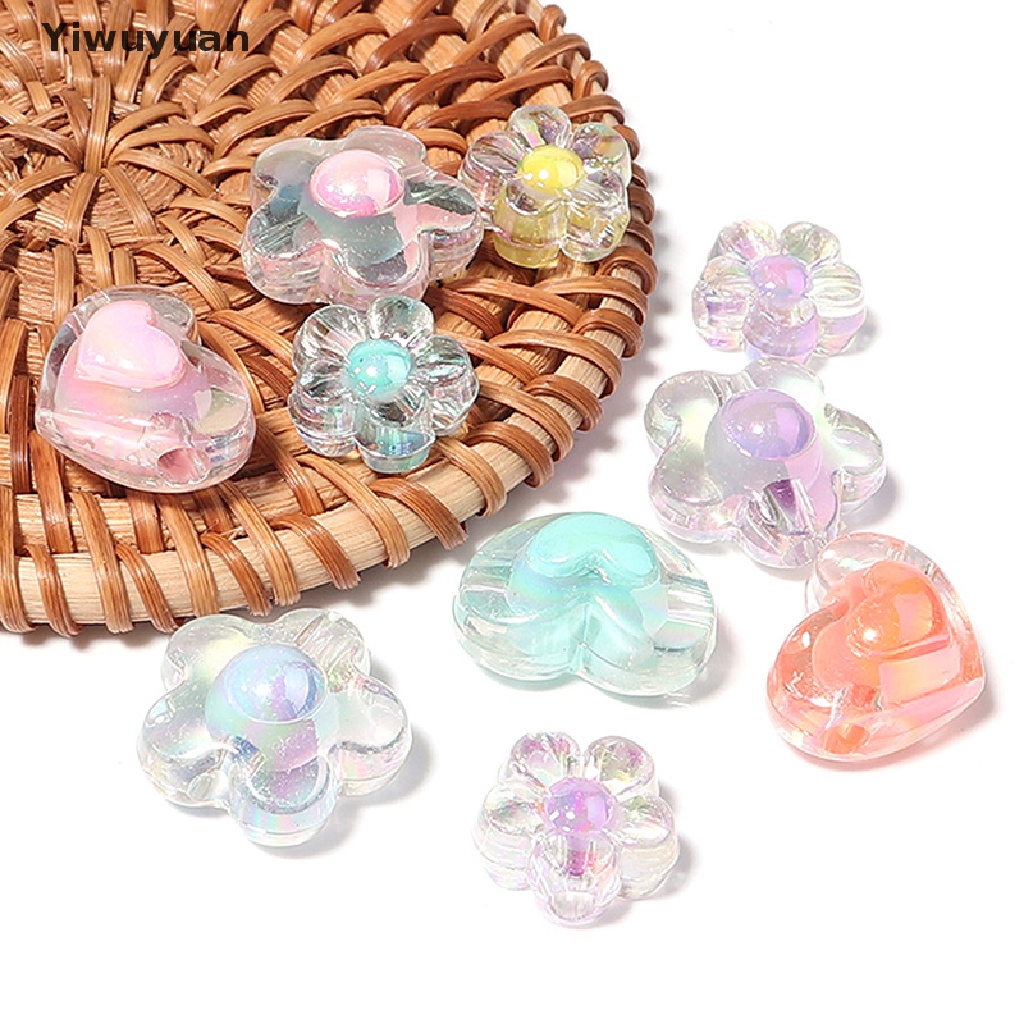 &lt; Yiwuyuan &gt; Set 100 Hạt Xỏ Vòng Tay / Vòng cổ Bằng Acrylic Màu Sắc Kẹo Ngọt Hình Ngôi Sao