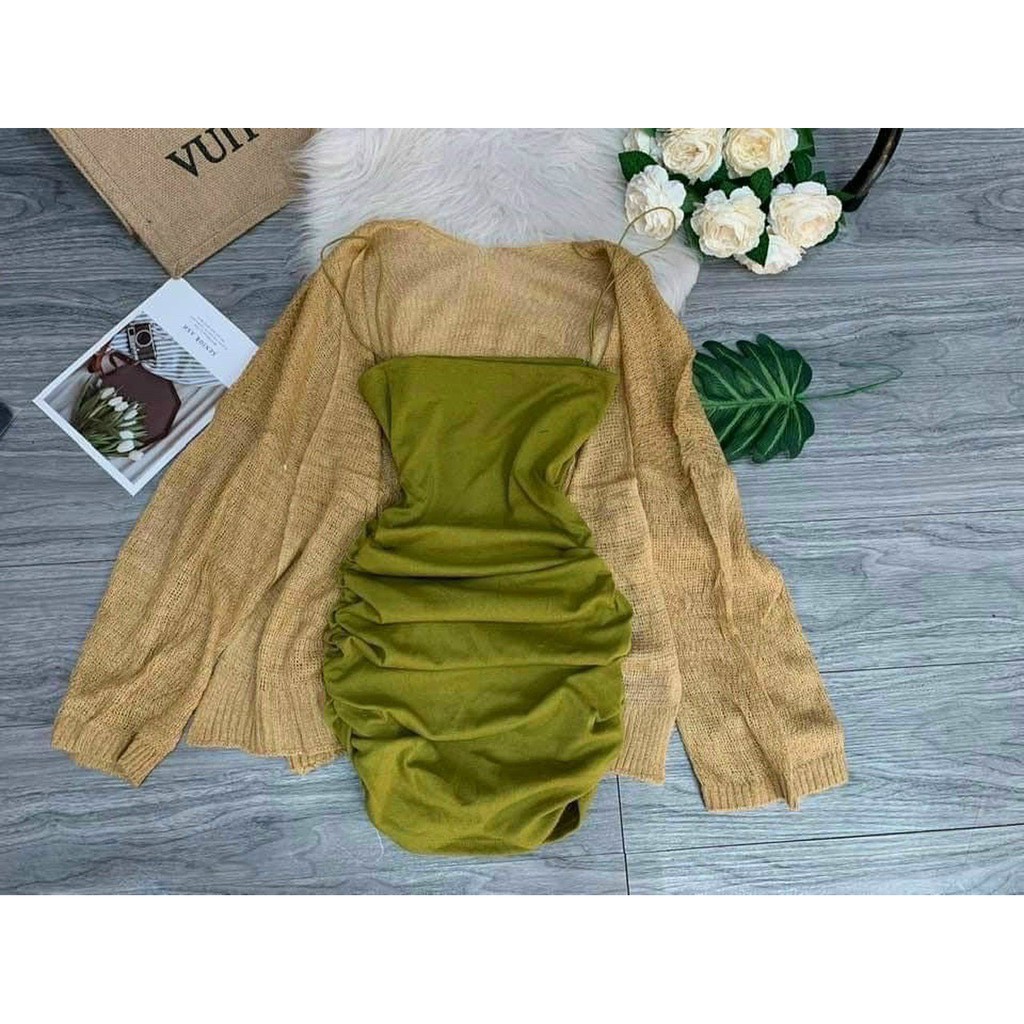 đầm dây bún nhún 2 bên sườn sexy, tôn dáng | BigBuy360 - bigbuy360.vn
