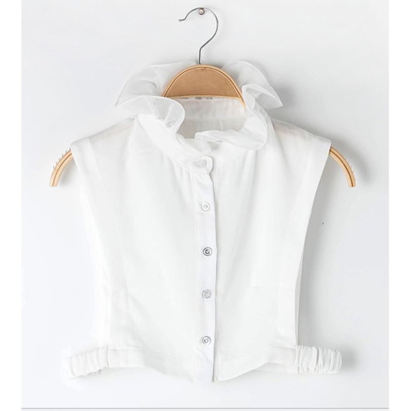 Yoioi Cổ Áo Giả Nhún Bèo Màu Trơn Kiểu Công Chúa Hàn Quốc Ngọt Ngào Cho Nữ