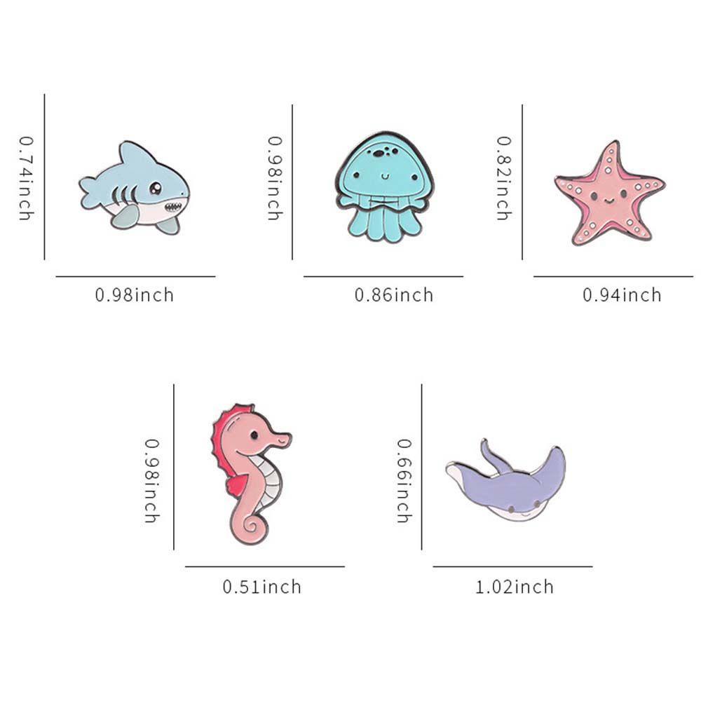 JARRED Huy Hiệu Cài Áo Hình Cá Mập / Sao Biển / Cá Ngựa Bằng Hợp Kim