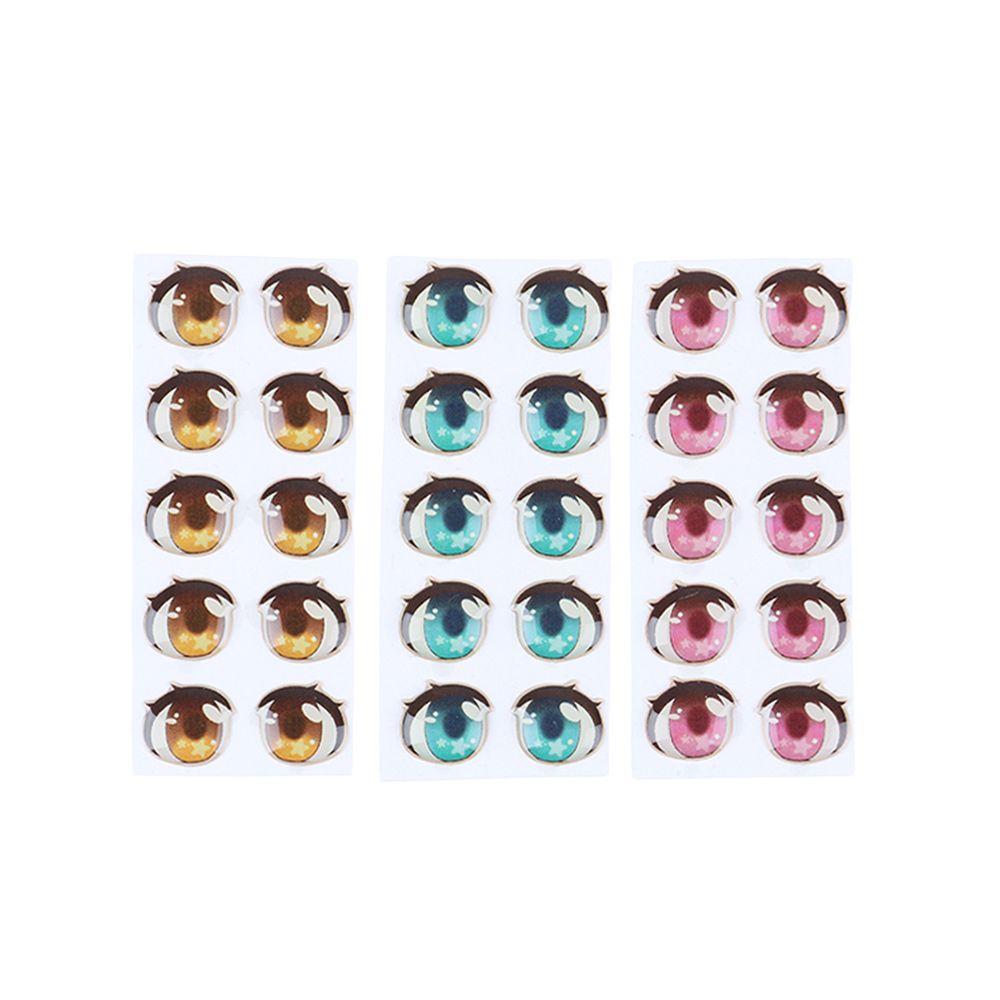 Bộ 10 Cặp Miếng Dán Hình Khuôn Mặt Hoạt Hình Nhiều Kiểu Màu Vàng/Hồng/Xanh Dương|Cuộn Giấy Decal Dán Trang Trí Nhiều Hình Ảnh Kích Thước 6mm/8mm/10mm/12mm/15mm