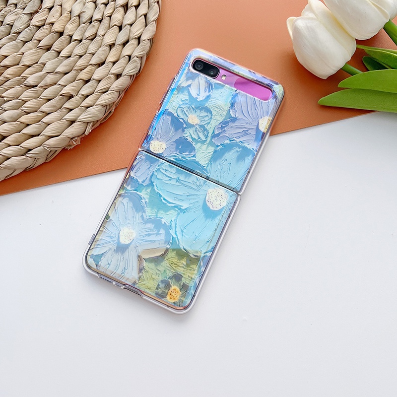 Ốp Điện Thoại Dẻo Họa Tiết Hoa Hướng Dương Màu Xanh Dương Thời Trang Cho Samsung Galaxy Z Flip 1 2 3