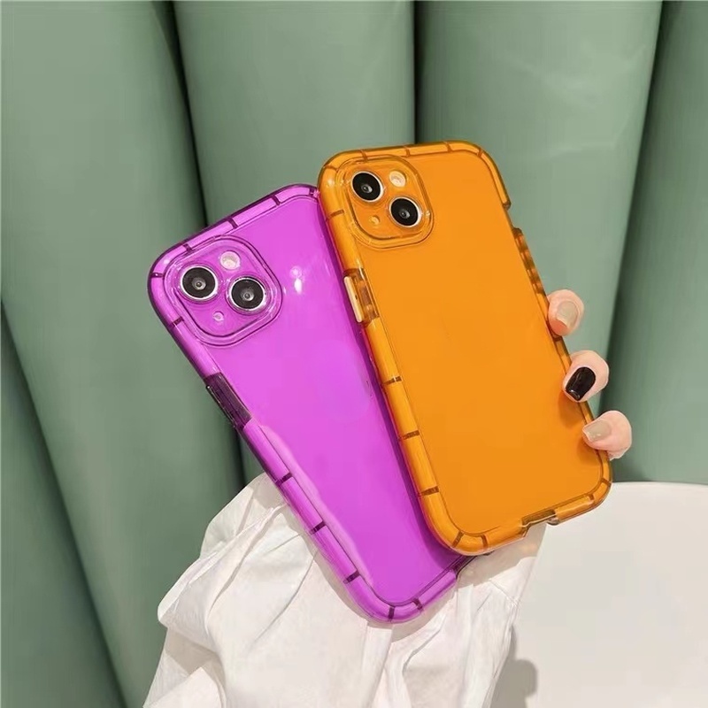 Ốp Điện Thoại Mềm Trong Suốt Chống Sốc Màu Kẹo Dạ Quang Cho iPhone 13 12 11 Pro Max X XR XS 7 8 Plus