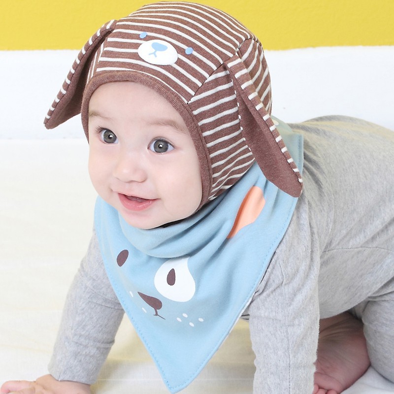 Mũ len kẻ sọc hình chú chó dễ thương cho bé