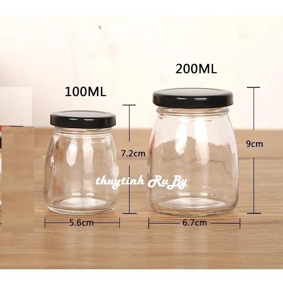 Bộ 10 hũ thủy tinh làm sữa chua 100ml, lọ làm yaourt nắp thiếc không rỉ