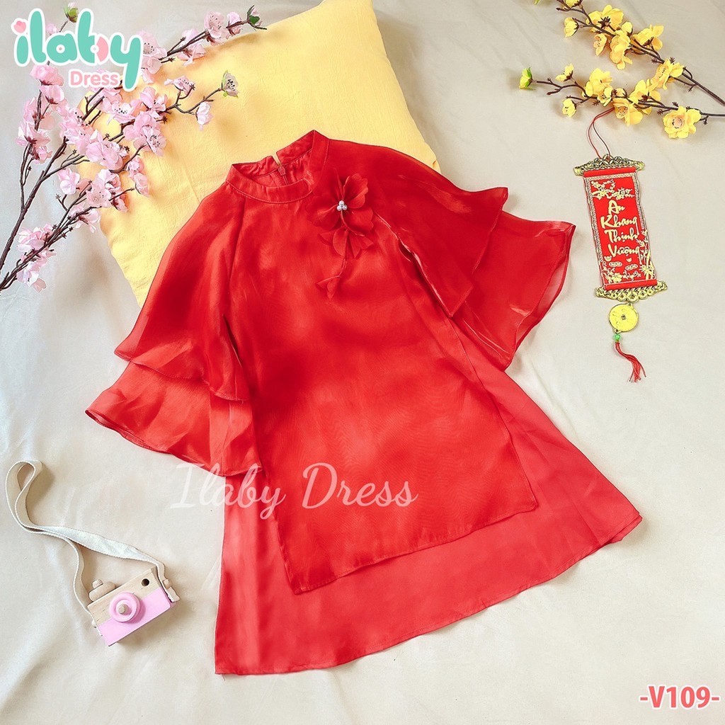 Áo dài cho bé gái ILaby tơ organza [1-10 tuổi]