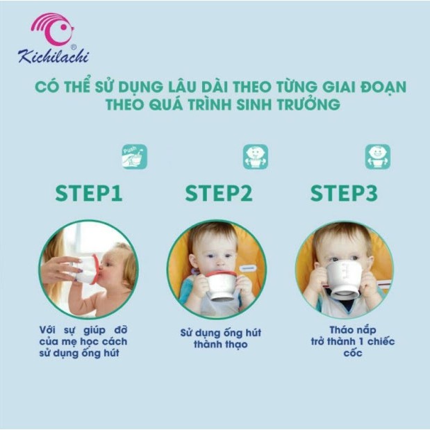 Cốc Tập Uống Cho Bé, 3 Giai Đoạn Tập Uống Cho Bé Thương Hiệu KICHI Dung Tích 150ml