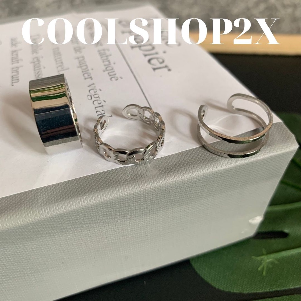 Set nhẫn  3 chiếc phong cách basic Unisex