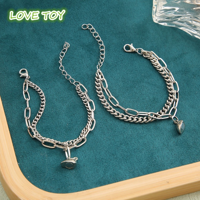 1 Cặp Vòng Tay Khóa Nam Châm Hình Trái Tim Sáng Tạo Cho Cặp Đôi