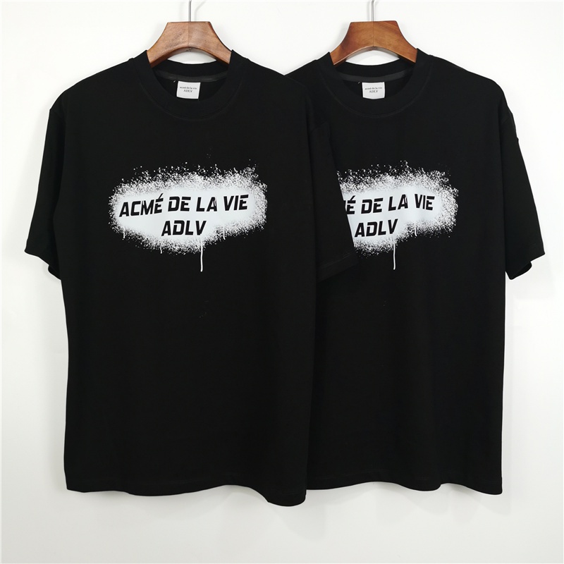 ADLV Áo Thun Cotton Ngắn Tay Dáng Rộng In Chữ Và Hoạt Hình Thời Trang Cho Nam Nữ