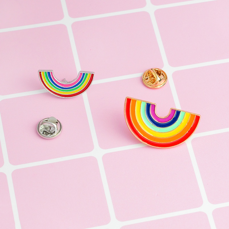 Ghim Cài Áo Kim Loại Tráng Men Hình Cầu Vồng Hoạt Hình Mini Thời Trang Cho Nam Và Nữ