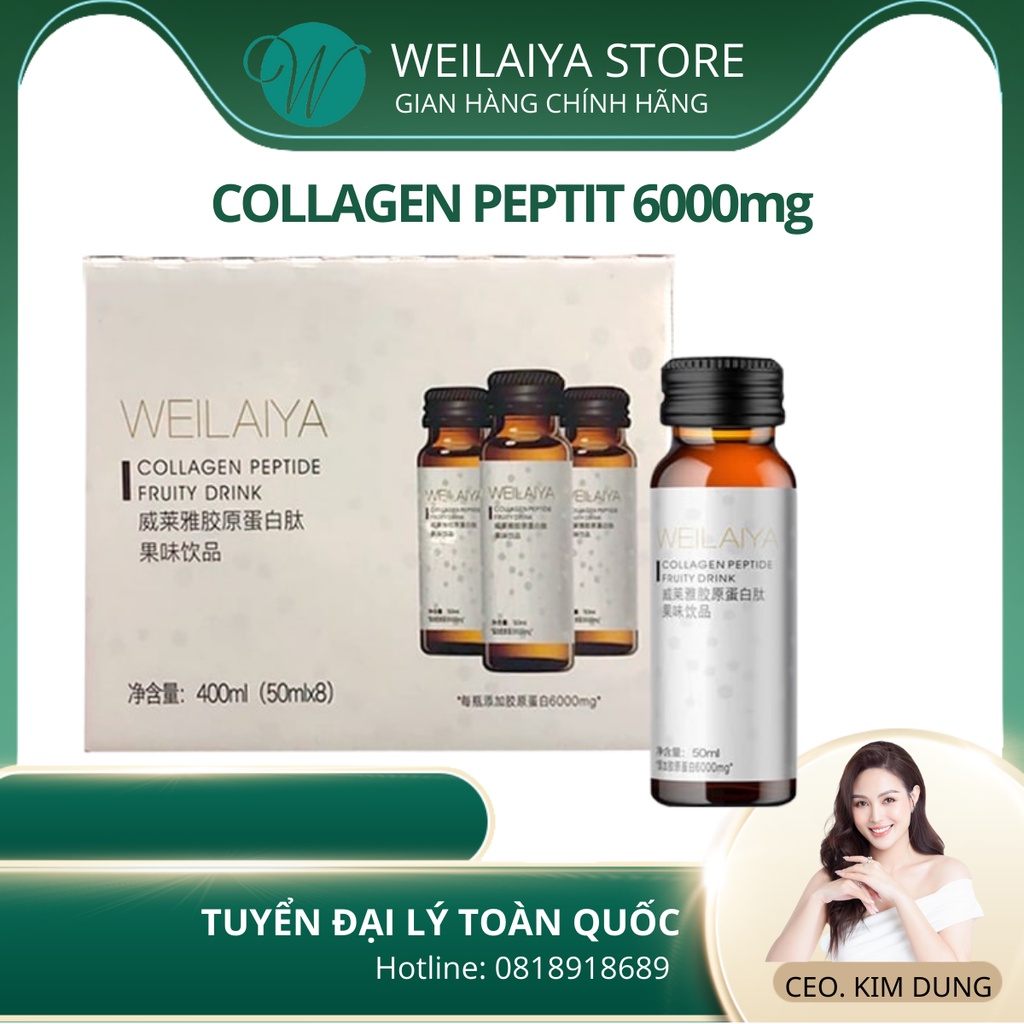 Collagen Nước Kháng Đường Weilaiya Chính Hãng Collagen Uống Chống Lão Hóa Giữ Mãi Thanh Xuân Hộp 8 Chai 50ml (Sẵn SLL)