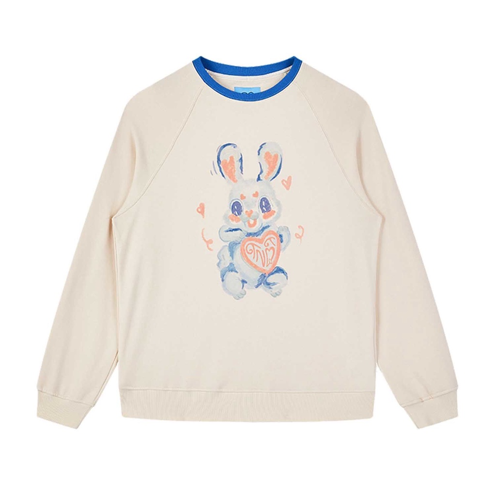 Áo Sweater Tay Dài Cổ Tròn Dáng Rộng In Hình Thỏ Dễ Thương Thời Trang Xuân Thu Cho Nữ