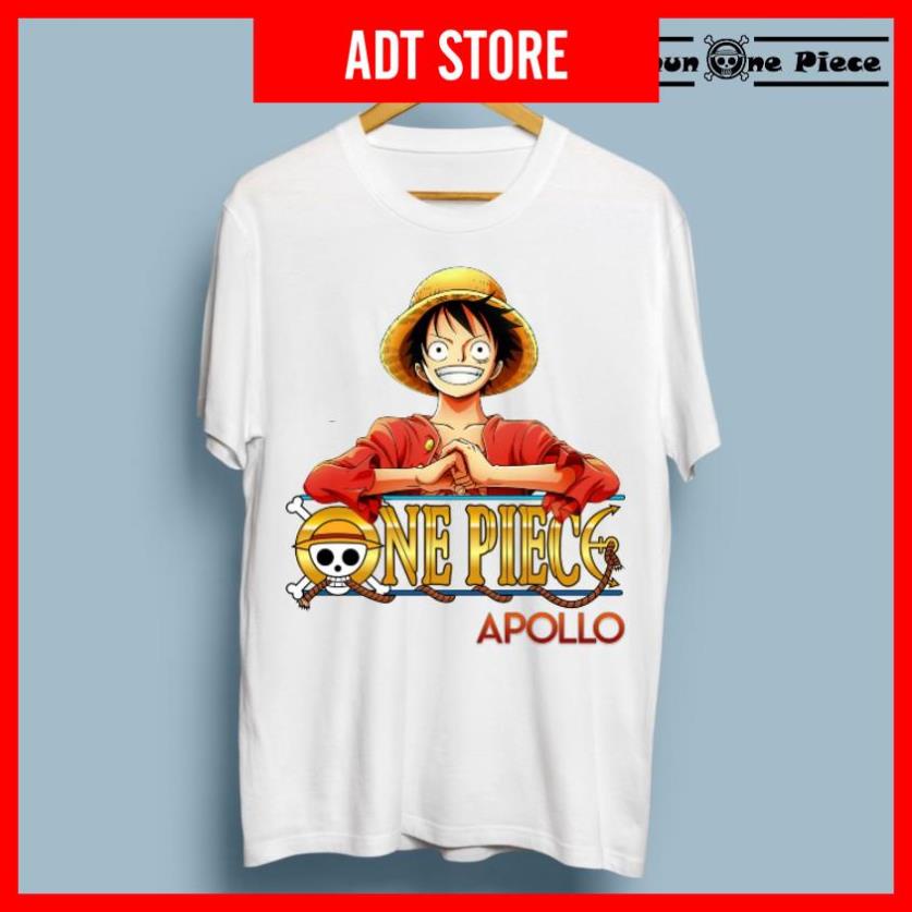 ⚡️FREESHIP⚡️Áo Thun In Hình Luffy One Piece kèm Logo áo trắng Giá Rẻ "Cực Ngầu" - Áo Thun One Piece