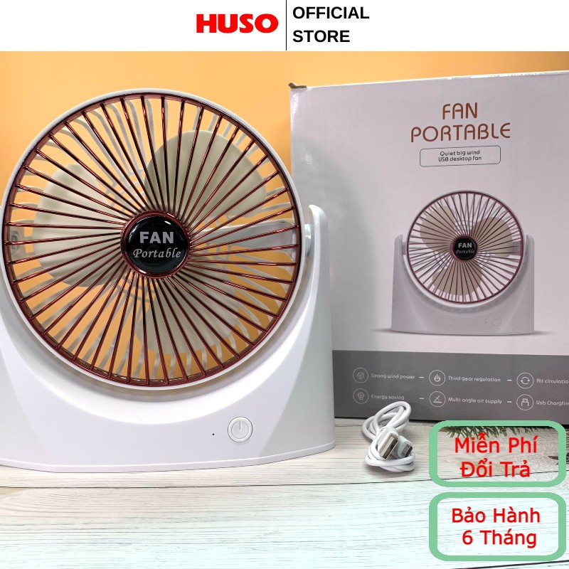 Quạt Tích Điện mini FANPORTABLE Sạc Tích điện - 3 Chế Độ Gió Mạnh Mẽ, Nhỏ gọn Tiện Lợi - Pin chạy 3-5h HUSO | BigBuy360 - bigbuy360.vn