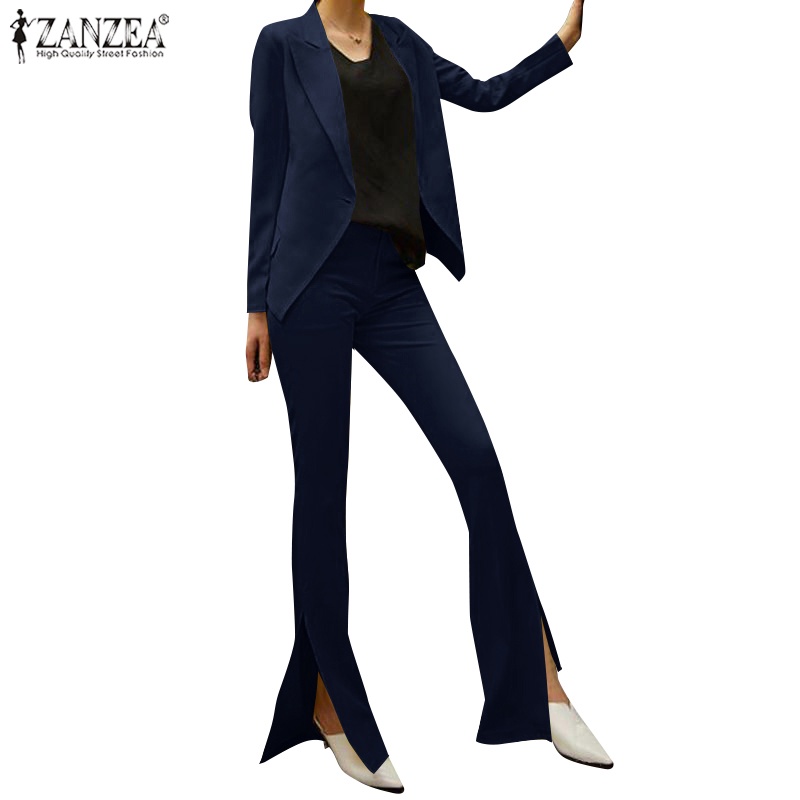 Set áo khoác blazer + quần dài ZANZEA phong cách thời trang cho nữ