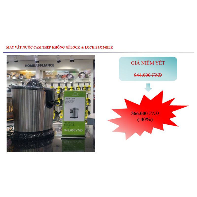 Máy vắt nước cam thép không gỉ Lock & Lock EJJ226BLK