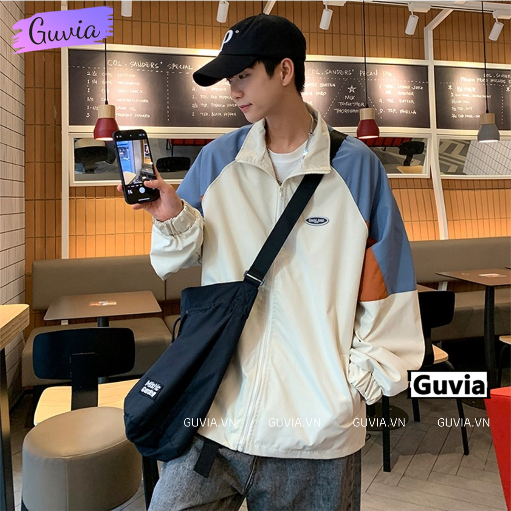 Áo Khoác Bomber Dù PHỐI MÀU Nam Nữ Form Rộng 2 Lớp, Áo Khoác Áo Gió Bomber Bóng Chày Chống Nắng Thời Trang GUVIA