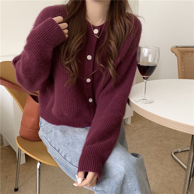 Áo khoác cardigan dệt kim tay dài dáng rộng thời trang xuân thu mới thanh lịch cho nữ