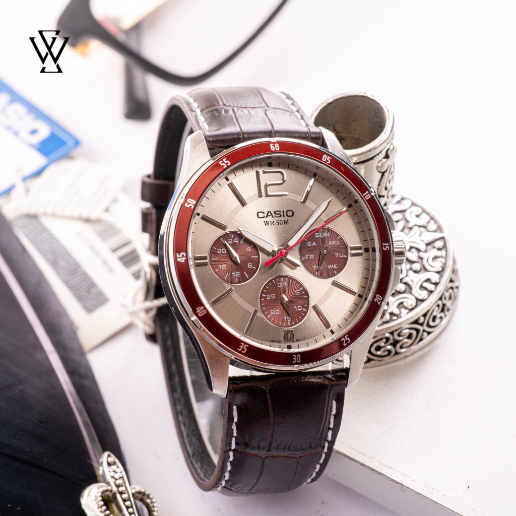 Đồng Hồ Quartz Nam Casio WATCHSTORE MTP-1374L-7A1VDF Thiết Kế Mặt Kính Khoáng 43.5mm, Dây Da Và Vỏ Thép Không Gỉ