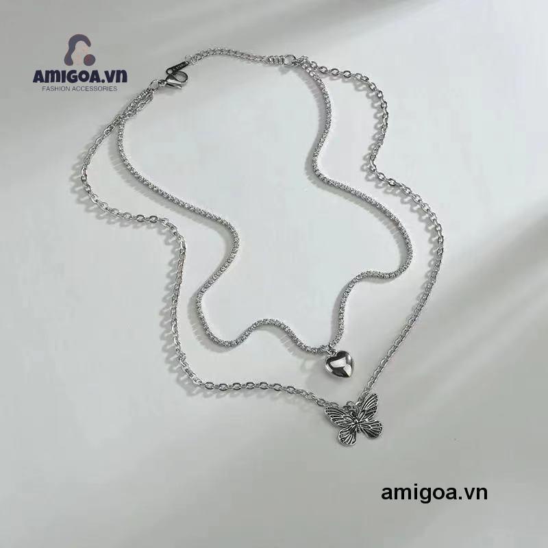 ✨✨vòng cổ Choker Mặt Trái Tim Và Bướm Đơn Giản Thời Trang Hàn Quốc Cho Nữ