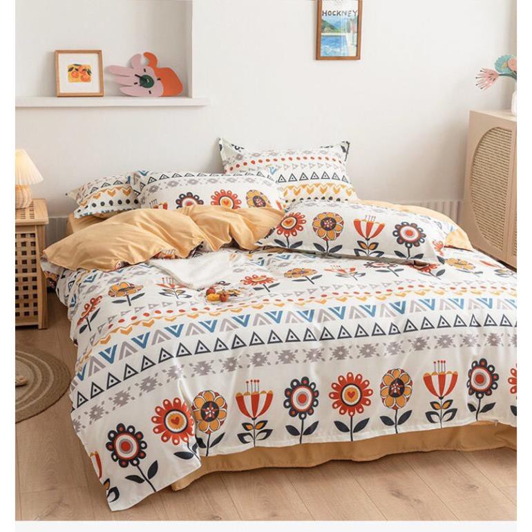 Ga gối poly cotton Thổ Cẩm nhập khẩu bộ 4 món Chăn, ga , 2 vỏ gối | BigBuy360 - bigbuy360.vn