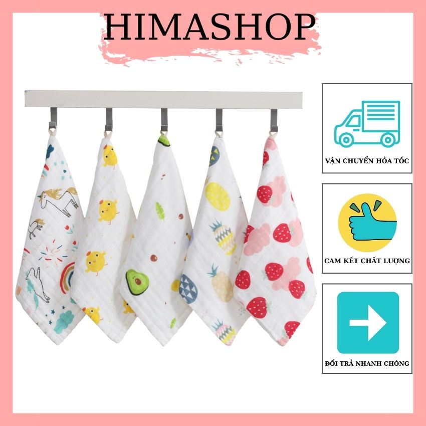 Khăn Sữa Xô Cho Bé HIMASHOP H005 Loại Dày 6 Lớp Siêu Mềm Không Xù Sợi Vải