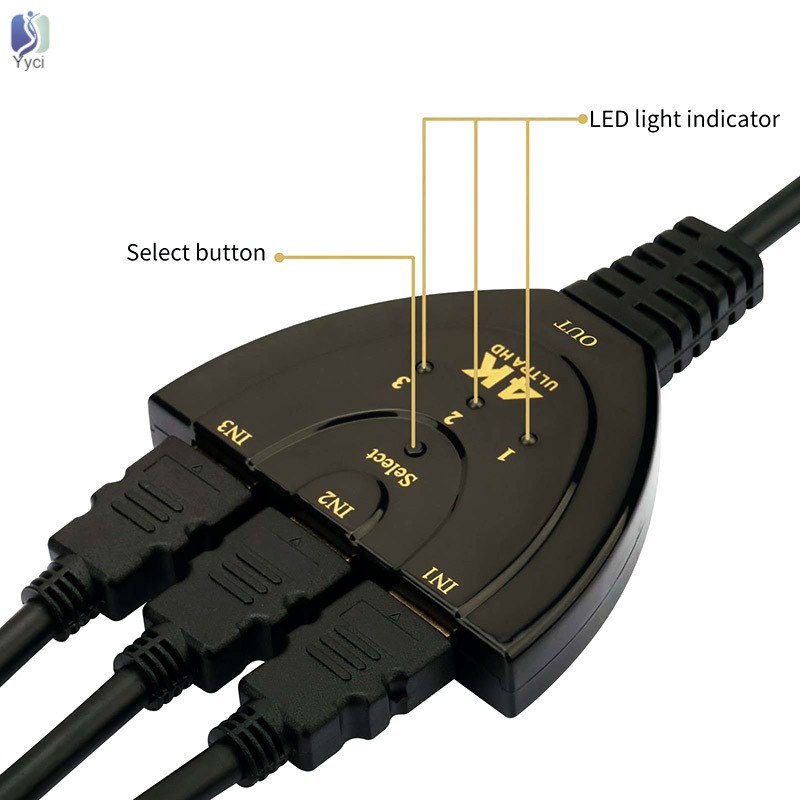 Yy 3 Port HDMI Switch Splitter Cable 4K*2K 2160P Multi Switcher HUB for LCD HDTV PS Xbox @VN