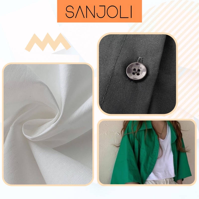 Áo Sơ Mi Form Rộng SANJOLI Áo So Mi Nữ Kiểu Oversize Tay Ngắn Thiết Kế Hàn Quốc Hot Trend AO058 | BigBuy360 - bigbuy360.vn