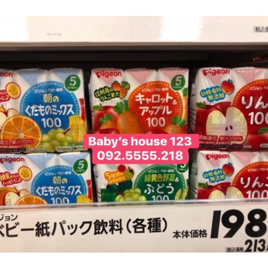 NƯỚC ÉP TRÁI CÂY PIGEON CHO BÉ TỪ 5 THÁNG LỐC 3 x 125ml