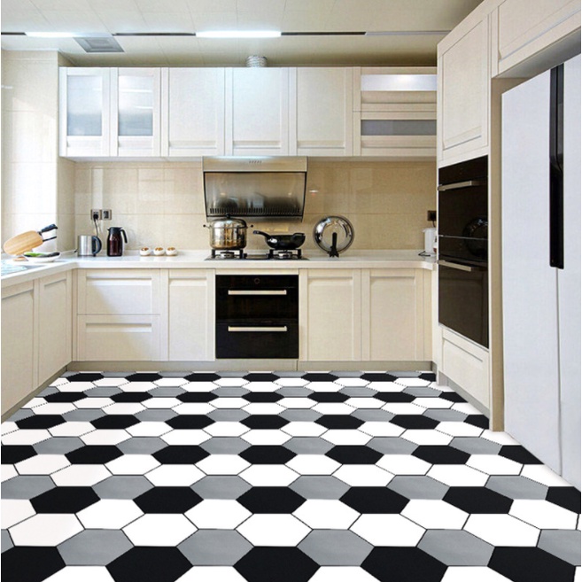 1 mét decal giấy dán nền dán sàn NGŨ GIÁC 3 MÀU HS2021