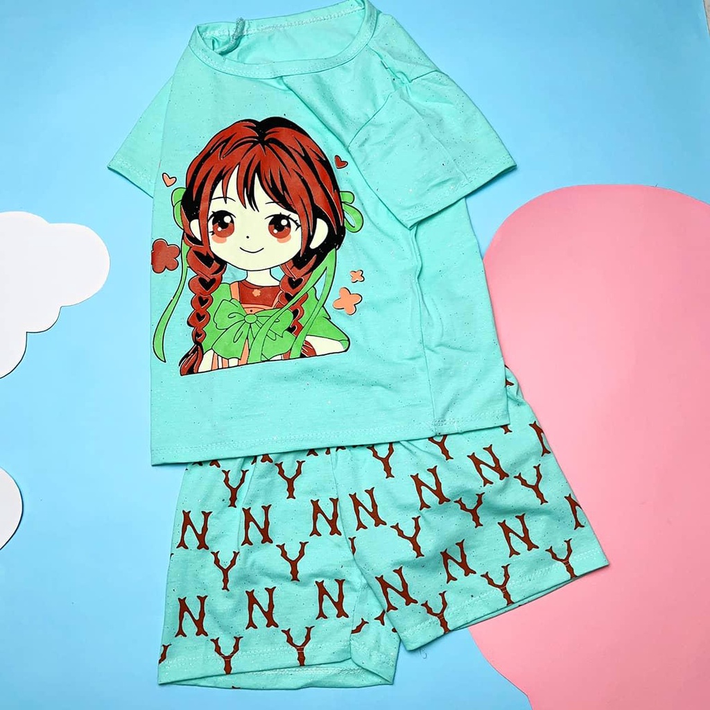 Đồ bộ bé gái PocoHome thun cotton co giãn bốn chiều in hoạ tiết dễ thương, bộ quần áo trẻ em bé gái size 20-30kg