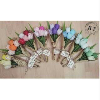 Bó hoa tulip vải handmade (5 bông lớn)