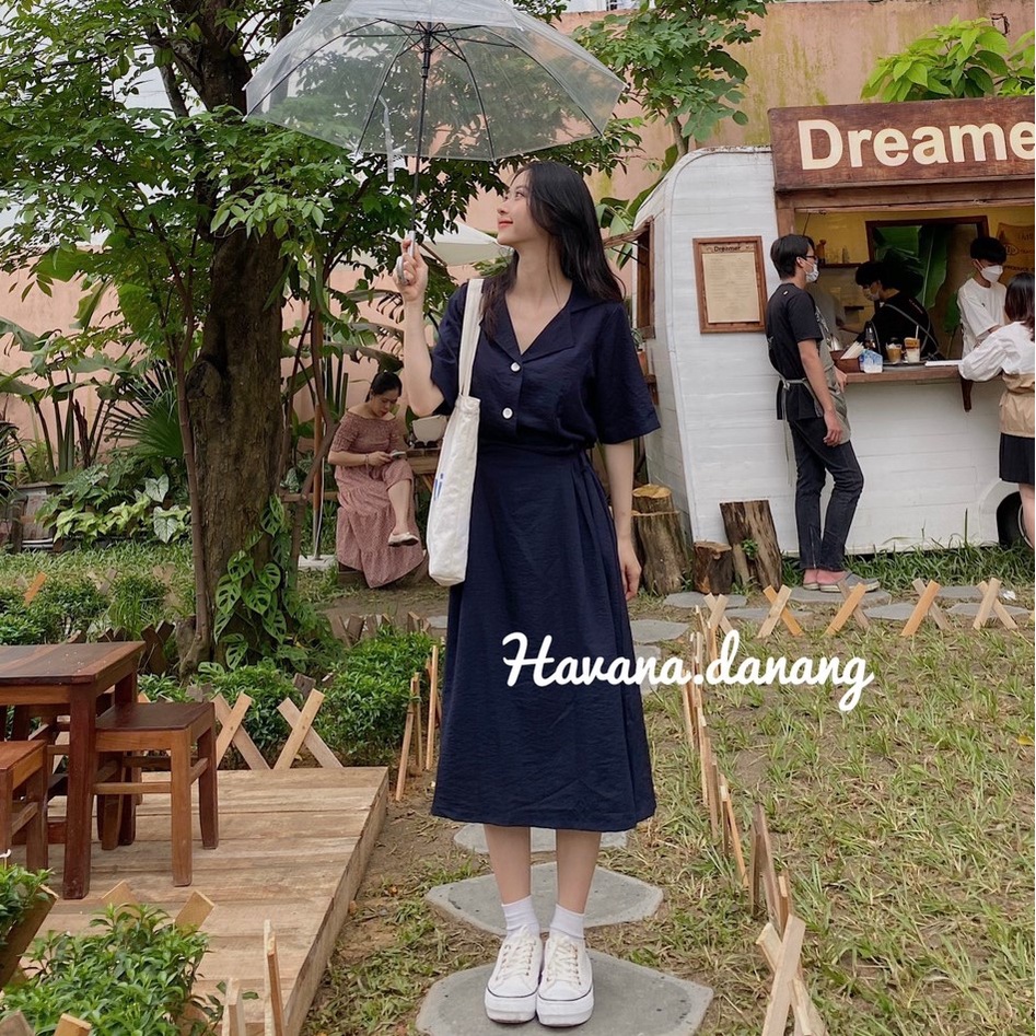 Set sơ mi chân váy đũi  [ ẢNH THẬT / FREESHIP ]  chân váy có chun ae59