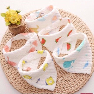 Set 2 yếm xô tam giác organic 6 lớp trắng cho bé