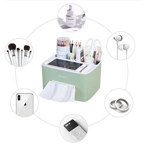 Hộp Đựng Giấy Ăn Kèm Ngăn Để Điểu Khiển, Remote Đa Năng Ecoco