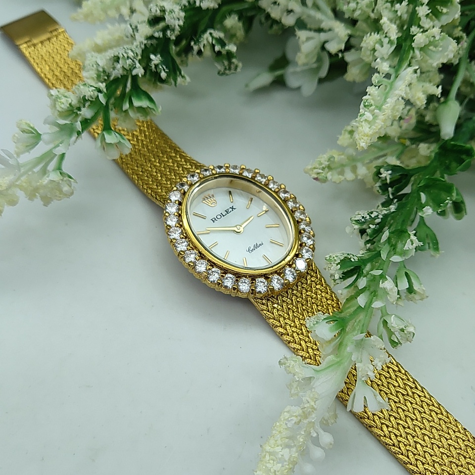 Đồng Hồ Nữ RL rolex mặt OVAN Bầu đính đá
