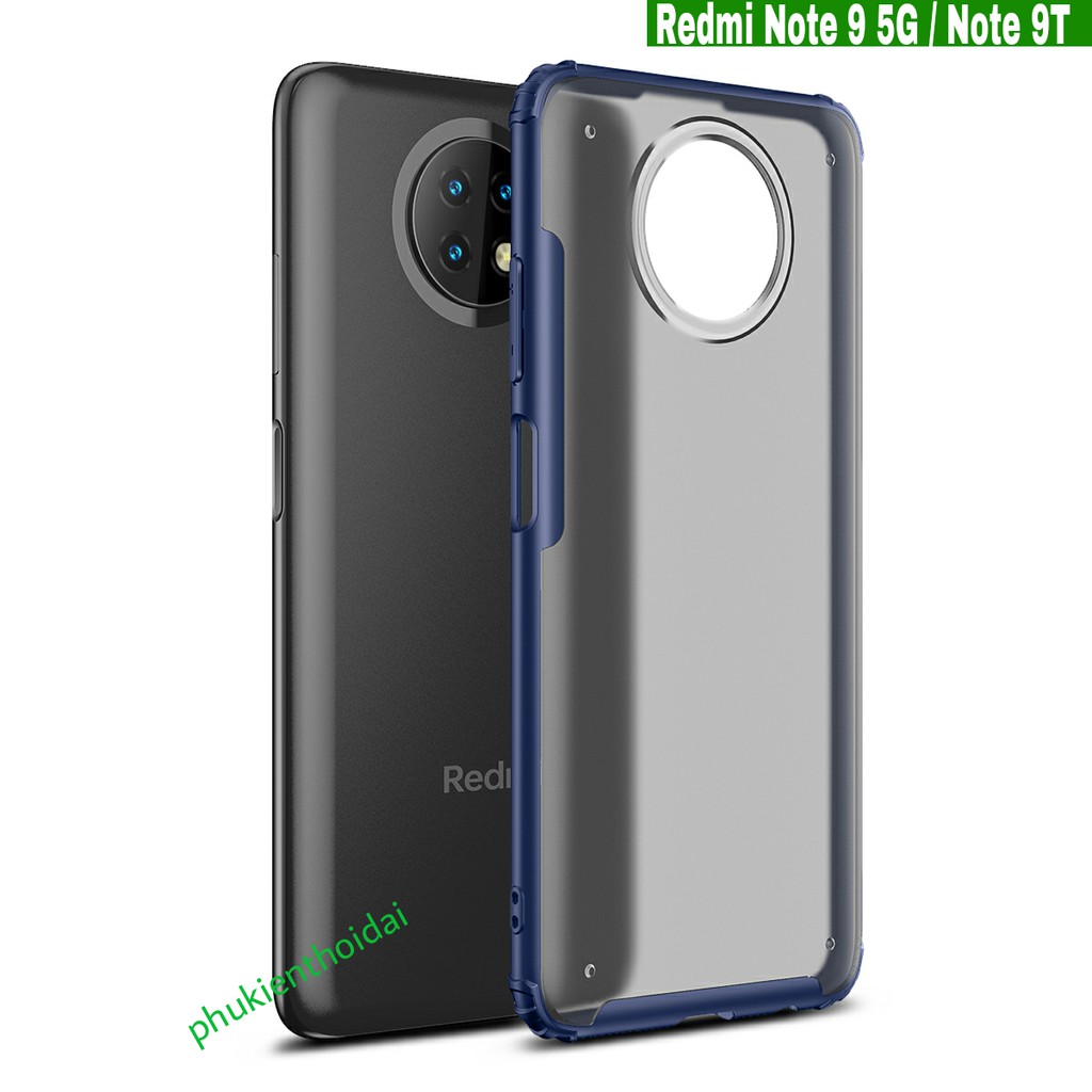 Ốp lưng Redmi Note 9 5G / Note 9T nhám Ver 2 chống sốc viền màu cao cấp