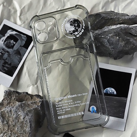 Ốp Điện Thoại Họa Tiết Mặt Trăng Có Ngăn Đựng Thẻ Cho iPhone13promax 12 xs/xr 7/8plus 11