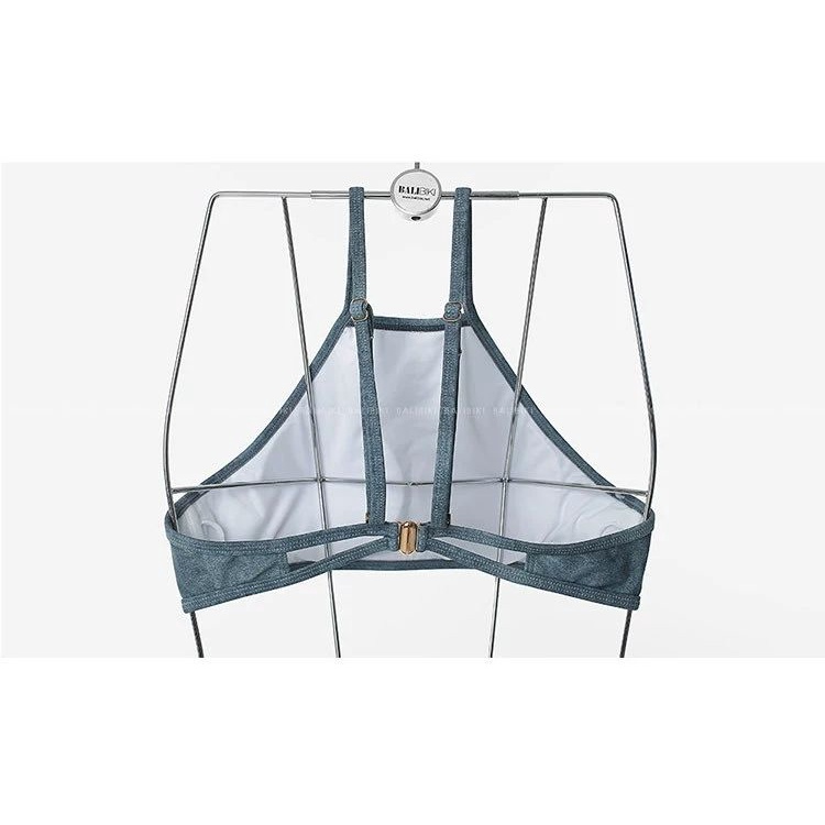 [Bikini] Bộ Đồ Bơi Phong Cách Denim Retro Quyến Rũ Thời Trang Mùa Xuân Dành Cho Nữ