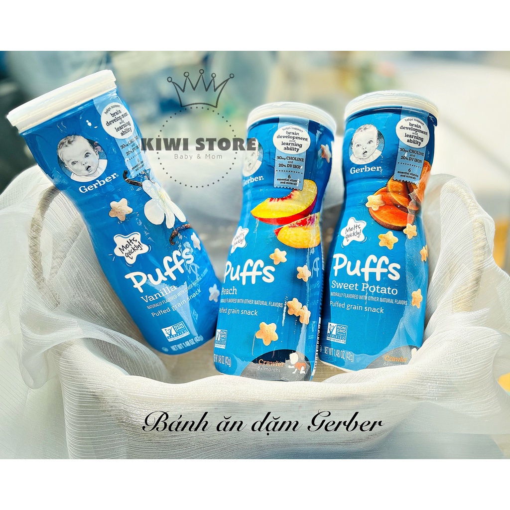 Bánh ăn dặm Gerber Mỹ cao hình sao NON GMO nhiều vị cho bé