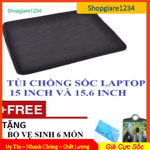 Combo Túi chống sốc kèm BỘ vệ sinh 6 món, Tấm phủ bàn phím