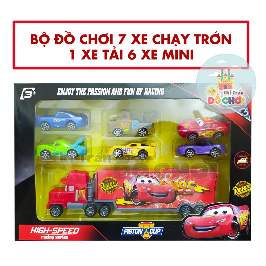 Đồ chơi xe cho bé gồm: 1 xe tải và 6 xe hơi chạy trớn - Thị trấn đồ chơi