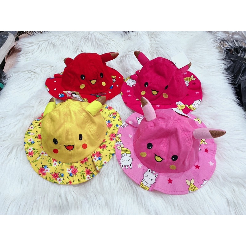 mũ vành cho bé gái tai sừng viền hoa từ 2 đến 4 tuổi