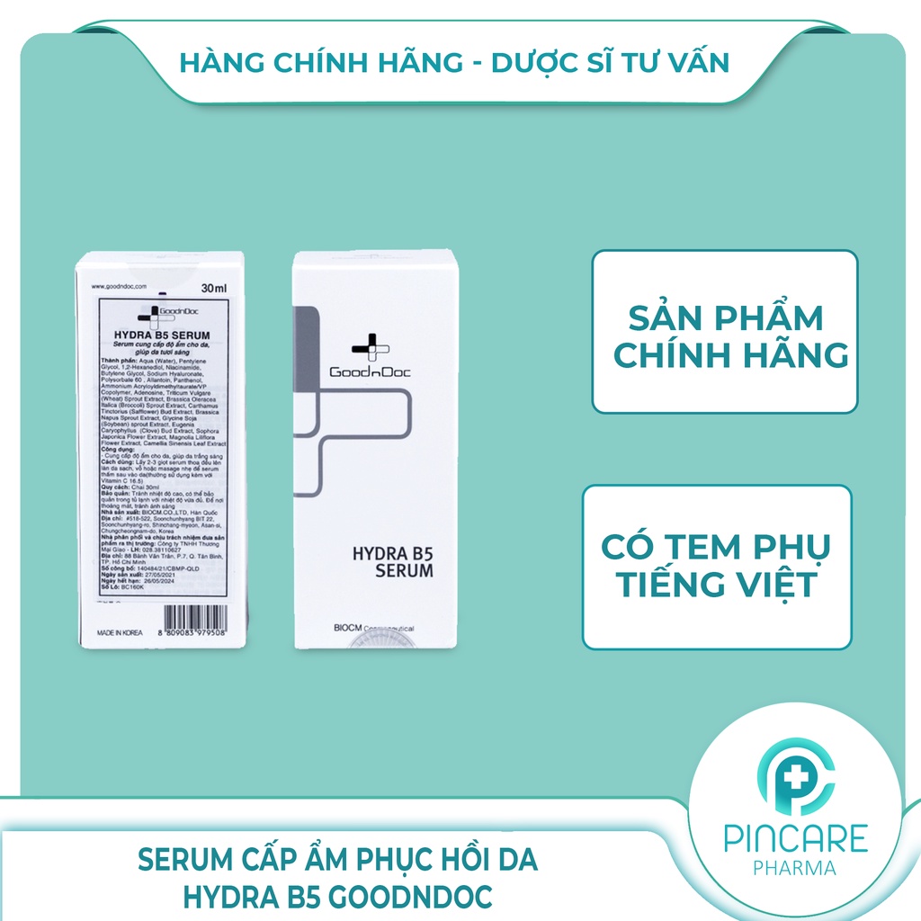 Serum B5 GoodnDoc, Serum Cấp Âm Và Phục Hồi Da Hydra B5 GoodnDoc - Hàng Chính Hãng - Nhà Thuốc PinCare