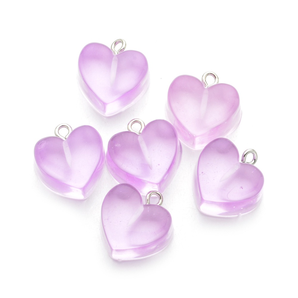 Bộ 10 hạt cườm làm mặt vòng cổ hình trái tim 3D trong suốt