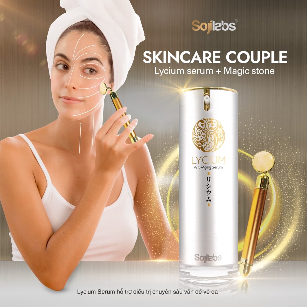 COMBO SKINCARE COUPLE [LYCIUM  anti-aging SERUM  + MAGIC STONE FACIAL massage device