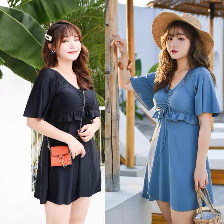 Womens bigsize swimwear one-piece korean short-sleeve | BigBuy360 - bigbuy360.vn
