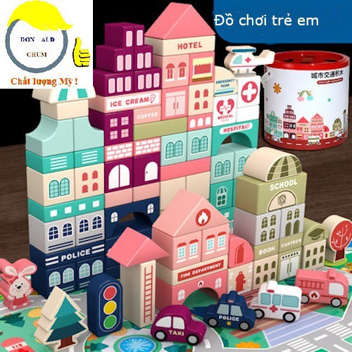 Bộ xếp hình bằng gỗ mô hình thành phố